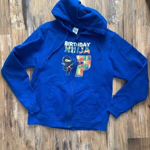Birthday Ninja Graphic Hoodie - Blue